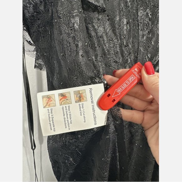 NWT Mac Duggal‎ [ 22W ] Lace Short Sleeve V-Neck Cocktail Midi Dress Black - Picture 13 of 15